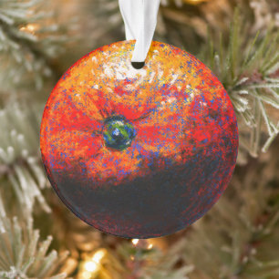 Pastel painting of an orange citrus fruit ornament