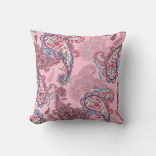 Pastel paisley, traditional ethnic seamless patter cushion