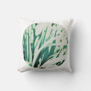 Pastel Pale Green Grass White Circle Cushion
