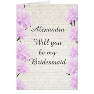 Pastel pale lilac floral will you be my bridesmaid