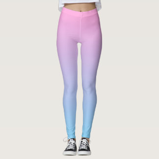 Pastel Pale Pink and Blue Gradient Leggings