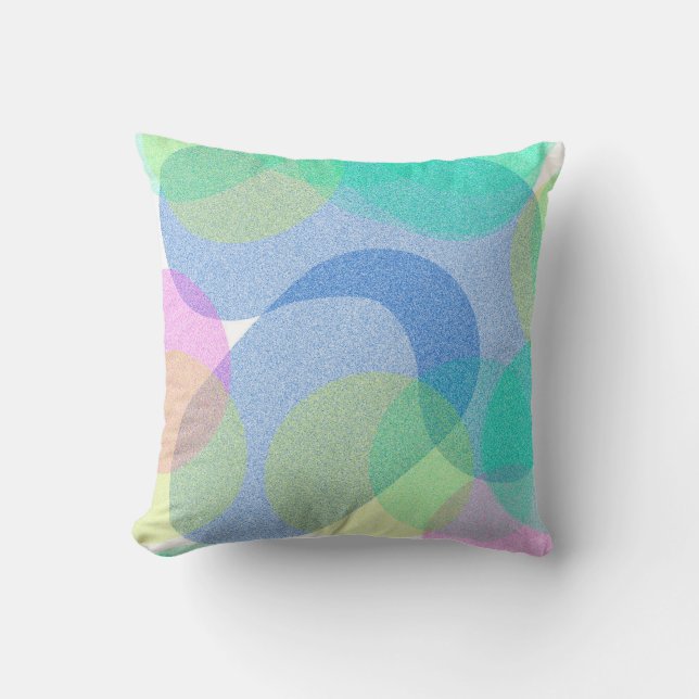 Pastel Pale Turquoise Abstract Art Circles Cushion (Front)
