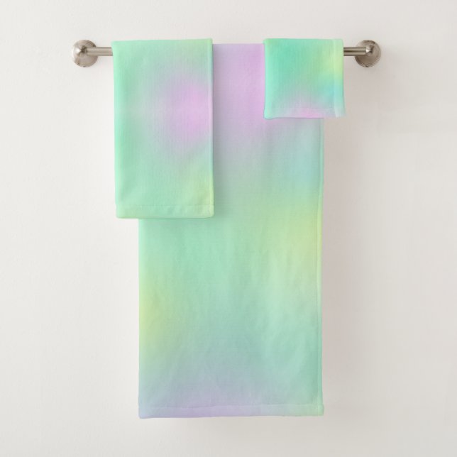 Pastel Pale Turquoise Pink Abstract Art  Bath Towel Set (Insitu)