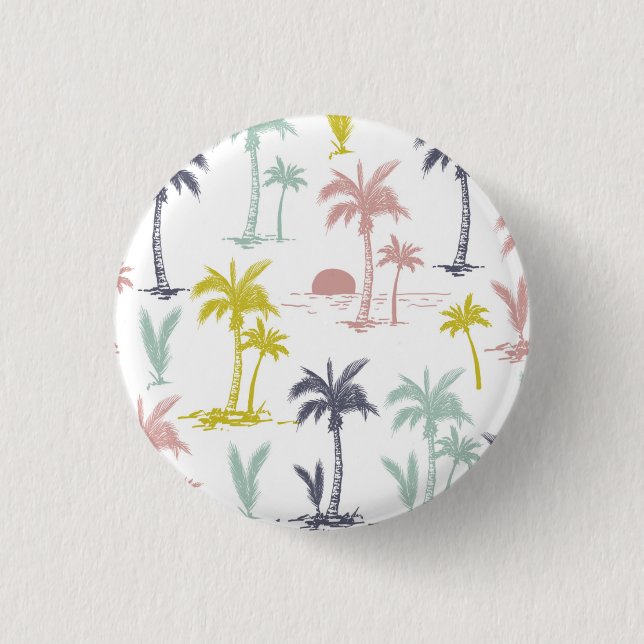 Pastel Palm Tree by the Beach Pattern 3 Cm Round Badge (Front)