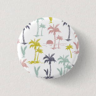 Pastel Palm Tree by the Beach Pattern 3 Cm Round Badge