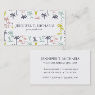 Pastel Palm Tree by the Beach Pattern Business Card