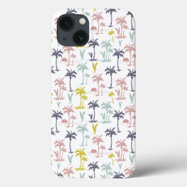 Pastel Palm Tree by the Beach Pattern Case-Mate iPhone Case (Back)