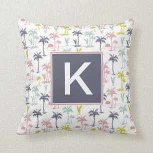 Pastel Palm Tree by the Beach Pattern Cushion