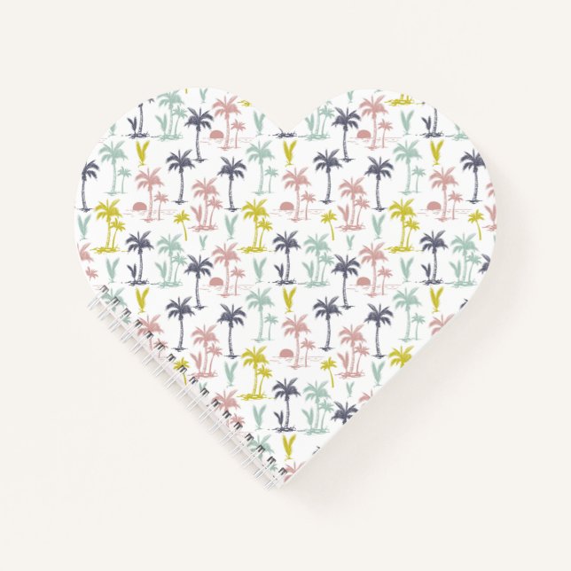 Pastel Palm Tree by the Beach Pattern Notebook (Front)