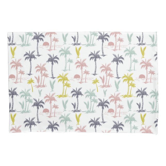 Pastel Palm Tree by the Beach Pattern Pillowcase (Front-Left)