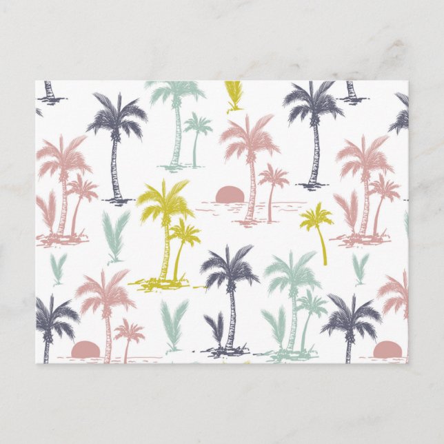 Pastel Palm Tree by the Beach Pattern Postcard (Front)