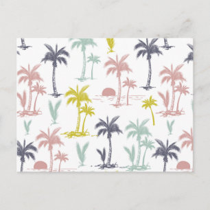 Pastel Palm Tree by the Beach Pattern Postcard
