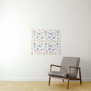 Pastel Palm Tree by the Beach Pattern Tapestry
