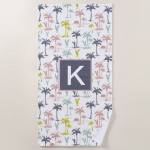 Pastel Palm Tree by the Beach Pattern Towel