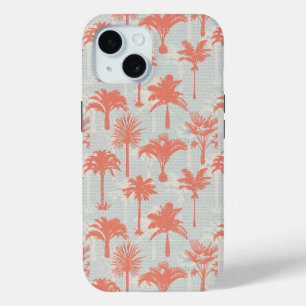 Pastel Palm Tree Pattern iPhone 15 Case