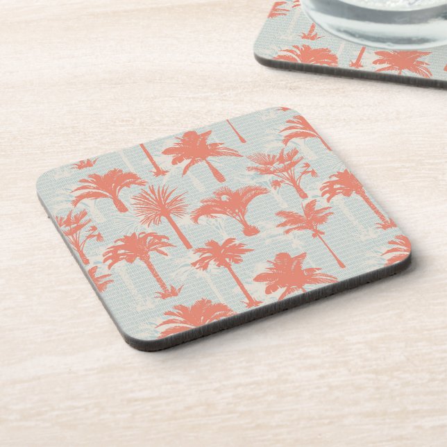 Pastel Palm Tree Pattern Coaster (Left Side)