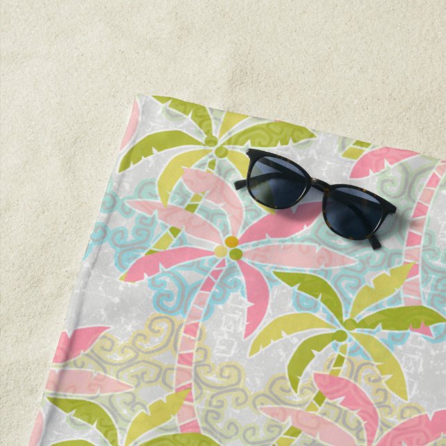Pastel Palm Trees Beach Towel (In Situ)