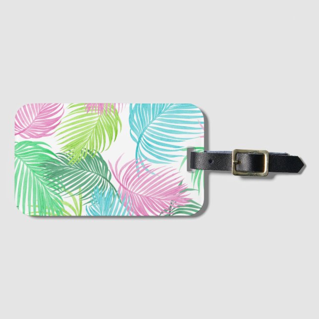 Pastel Palms on a luggage tag (Front Horizontal)