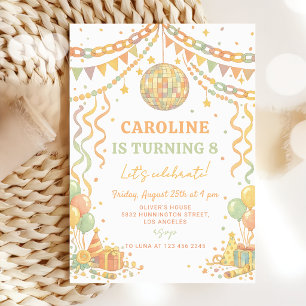 Pastel Paper Chain Disco Ball Birthday Invitation