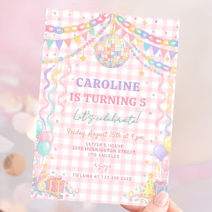 Pastel Paper Chain whimsical Disco Ball Birthday Invitation