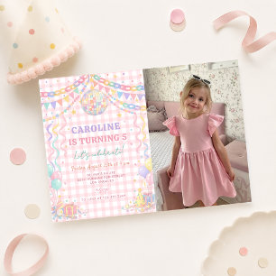 Pastel Paper Chain whimsical Disco Ball Birthday Invitation