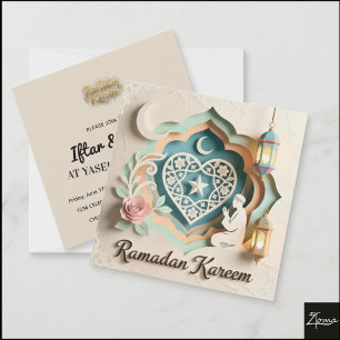 Pastel Papercut Ramadan Kareem Greeting Invitation