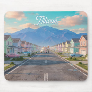 Pastel Paradise, Infinite Road Eerie Suburbia Mouse Mat