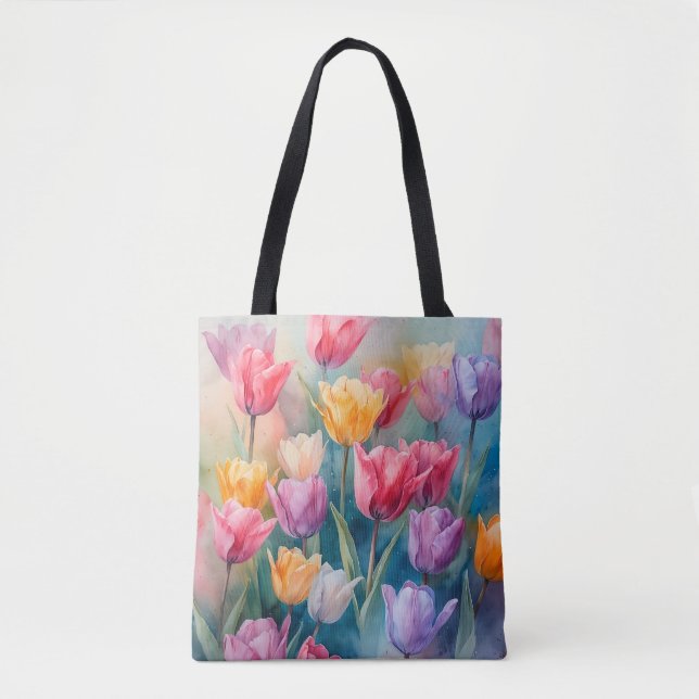 Pastel paradise tulips tote bag (Front)