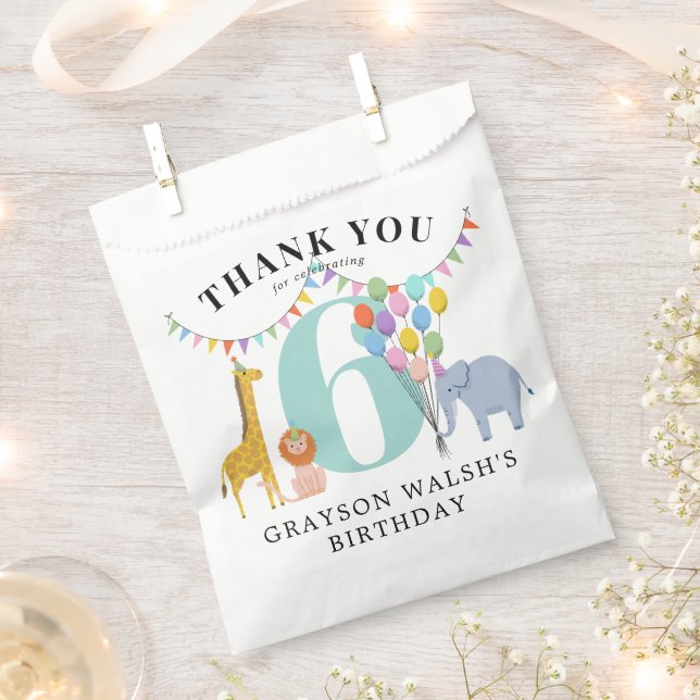 Pastel Party Animals Birthday Party Favour Bags (Clipped)