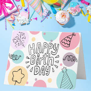 Pastel Party Doodle Birthday Card