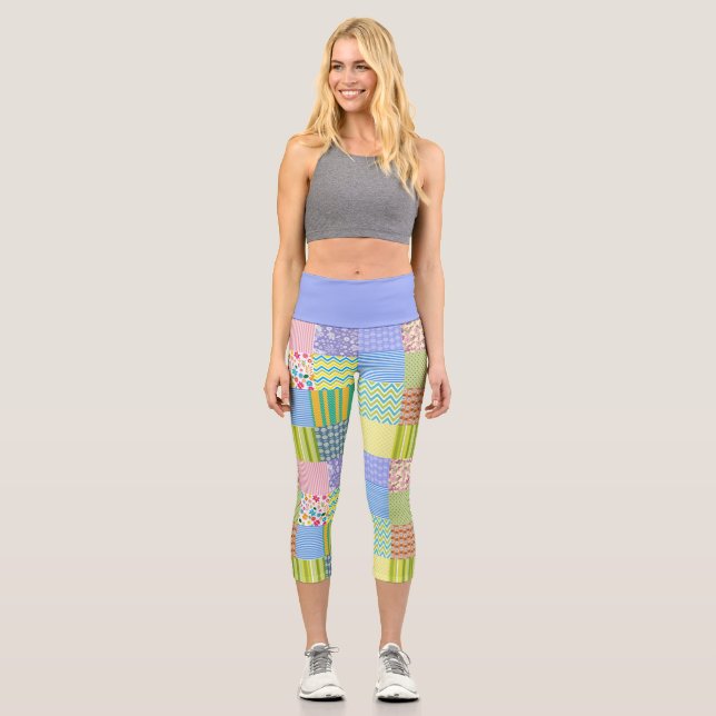 Pastel Patchwork Capri Leggings (Front)