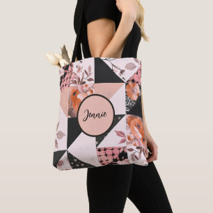 Pastel Patchwork Farmhouse Quilt Pattern Colourful Tote Bag
