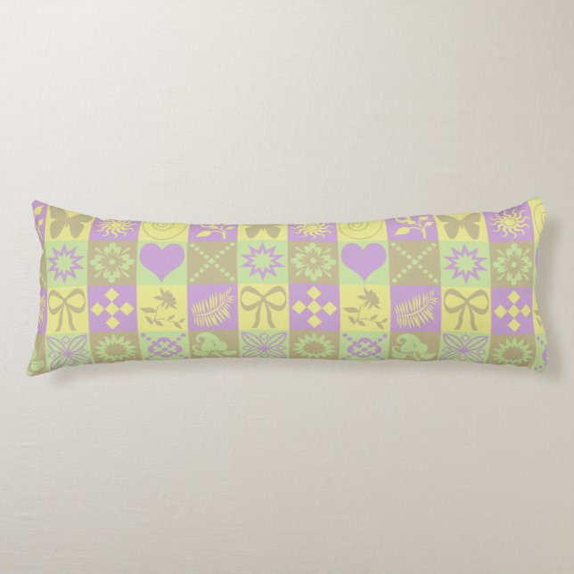 Pastel Patchwork Motif Pattern Body Cushion (Front)