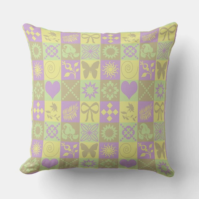 Pastel Patchwork Motif Pattern Cushion (Front)
