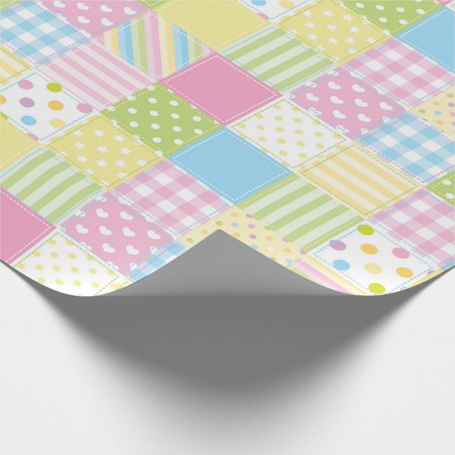 Pastel Patchwork Patterns Wrapping Paper (Corner)
