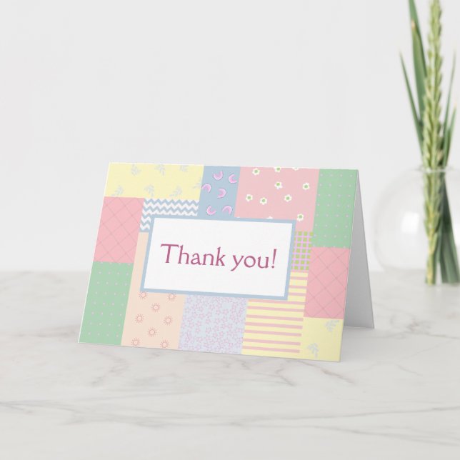 Pastel Patchwork Thank You Card (Front)