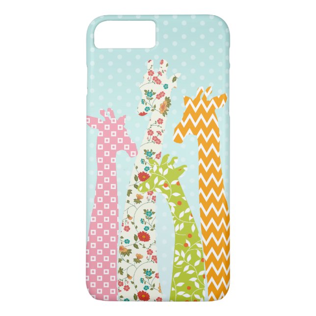 Pastel Pattern Filled 4 Giraffes iPhone 7 Plus Case-Mate iPhone Case (Back)
