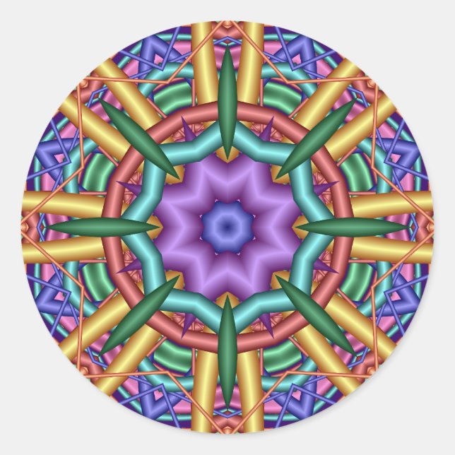 Pastel pattern kaleidoscope classic round sticker (Front)