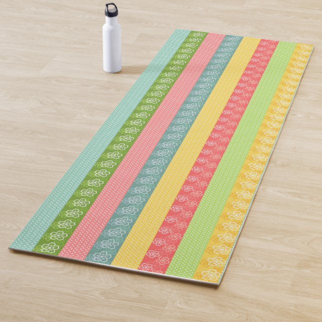 Pastel Patterned Stripes Yoga Mat (In Situ)