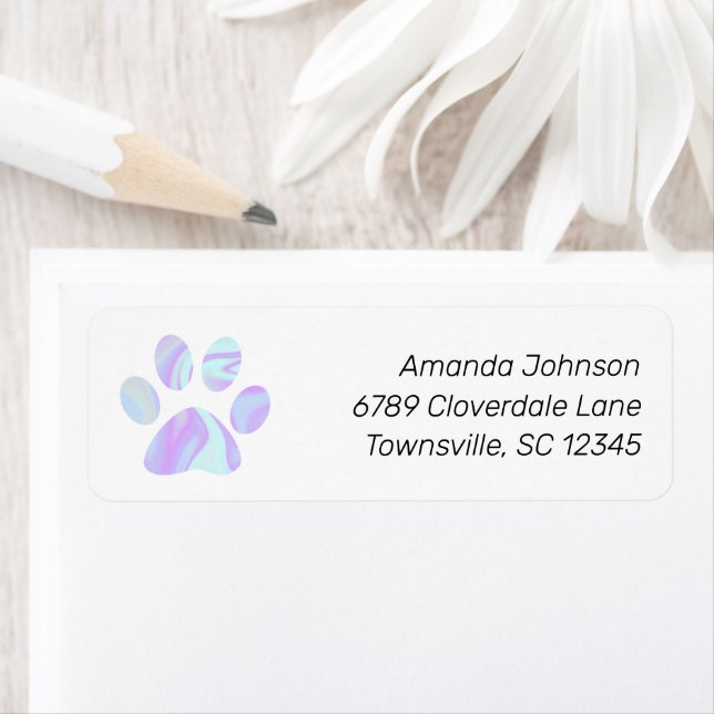 Pastel Paw Print Return Address Label (Insitu)
