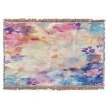 Pastel Paw Print Throw Blanket A Gentle Hug 