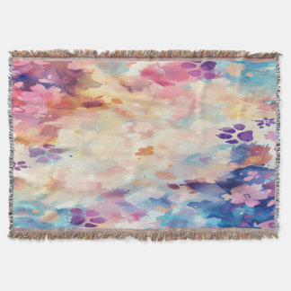 Pastel Paw Print Throw Blanket A Gentle Hug 