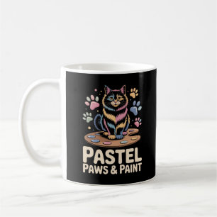 Pastel Paws & Paint Artistic Cat with Painted Paws Coffee Mug