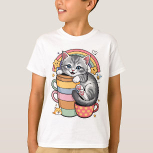 Pastel Paws & Rainbow Sips T-Shirt