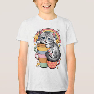 Pastel Paws & Rainbow Sips Tri-Blend Shirt