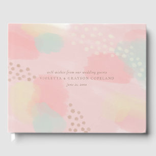 Pastel Peach Abstract Art Wedding Guest Book