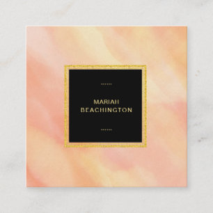 *~* Pastel Peach Abstract Brushstrokes Girly Square Business Card