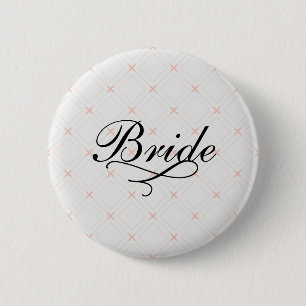 Pastel Peach and Cream Geometric Bride 6 Cm Round Badge