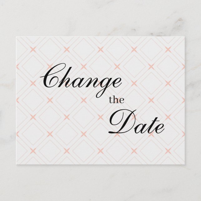 Pastel Peach and Cream Geometric Change the Date Postcard (Front)