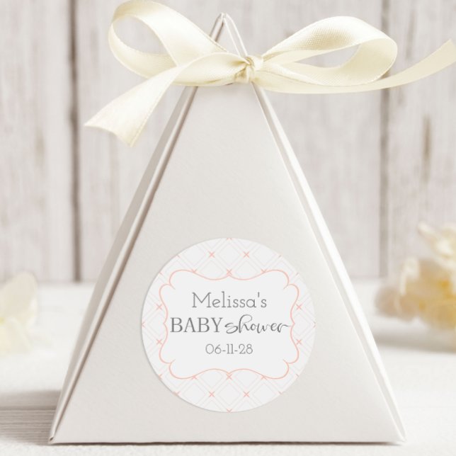 Pastel Peach and Cream Geometric Classic Round Sticker (Creator Uploaded)